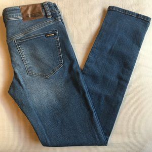 Volcom Women's Jeans Solver Tapered, size 28, blue.